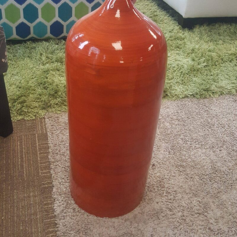 Orange Bamboo Floor Vase