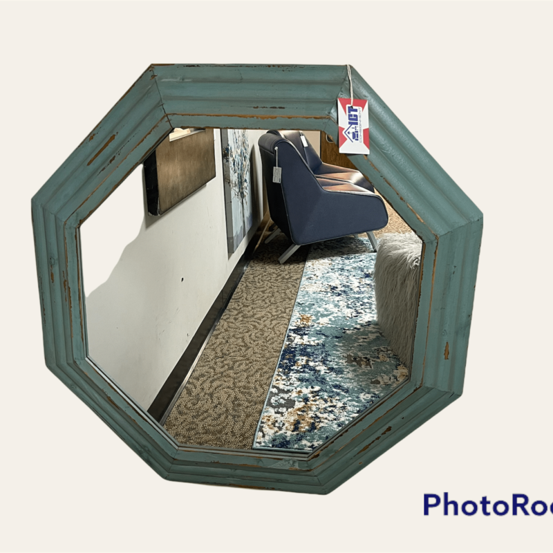 Rustic Teal Octagon Mirror