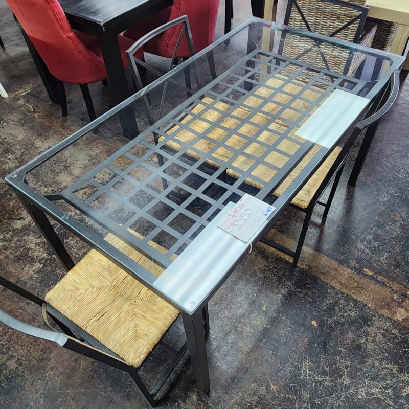 Glass top metal framed dinette tables with 4 chairs