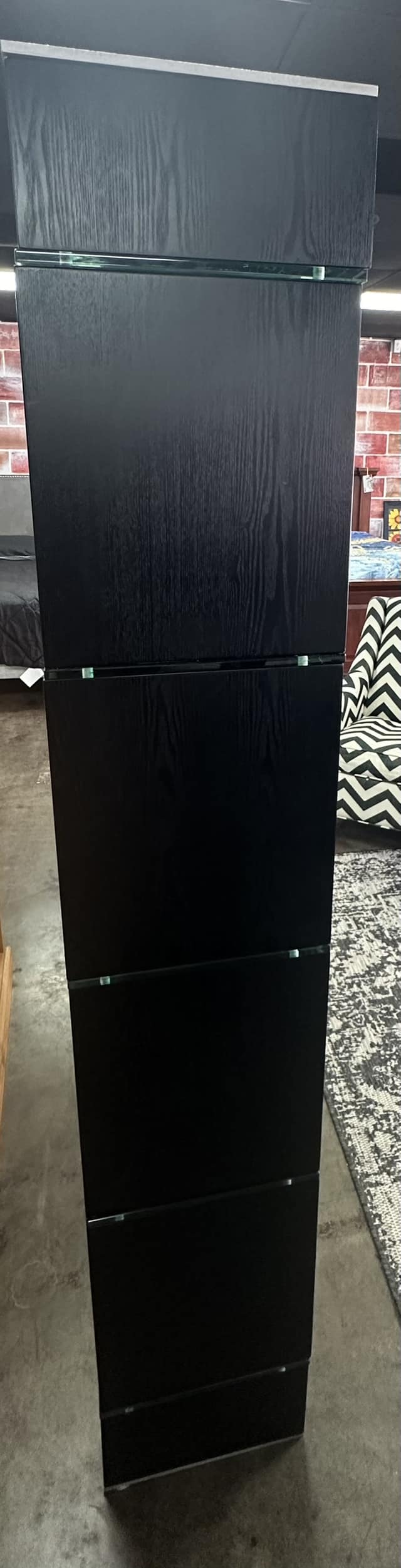 Black Glass and Wood Etagere