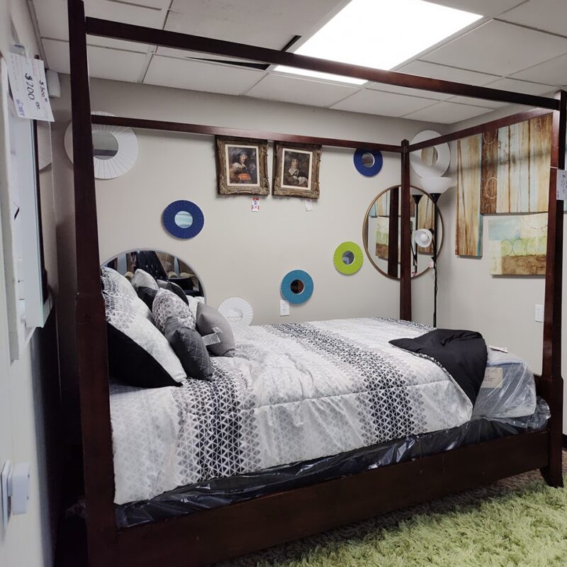 Dark Cherry Four Post Queen Canopy Bed