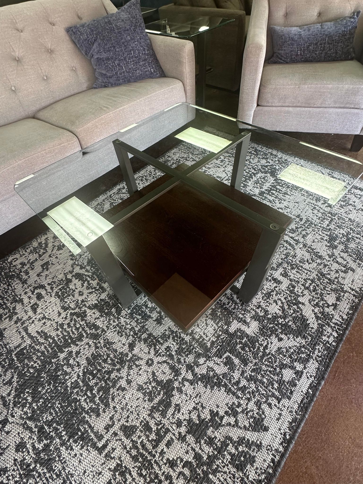 Jensen-Lewis BDI Glass coffee and end tables set