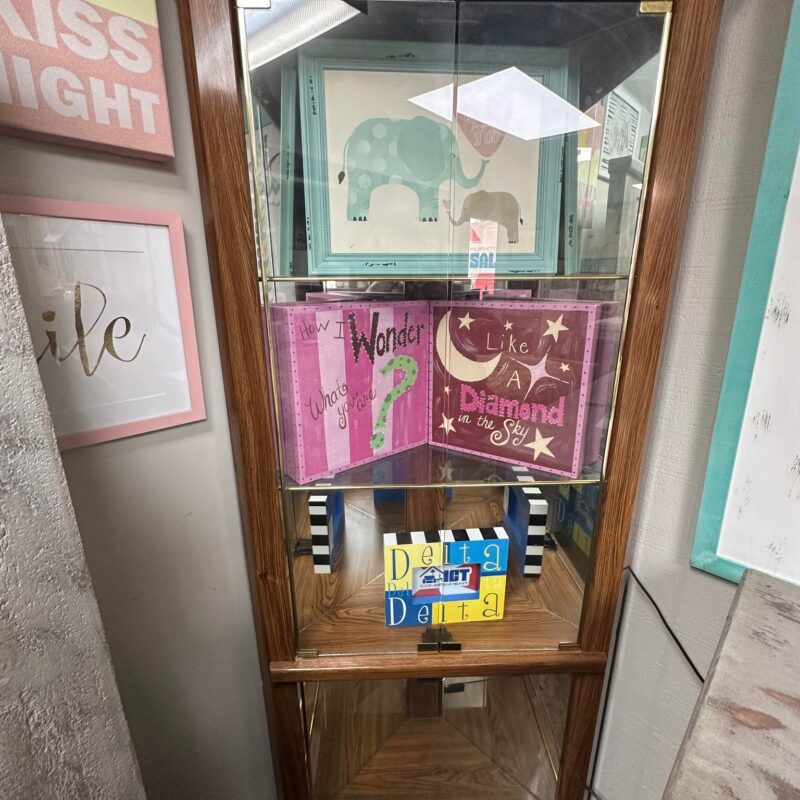Oak Veneer Corner Curio