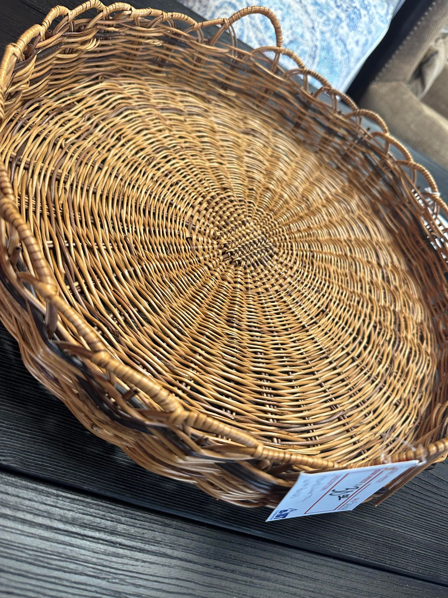 Round Wicker Tray with Handles