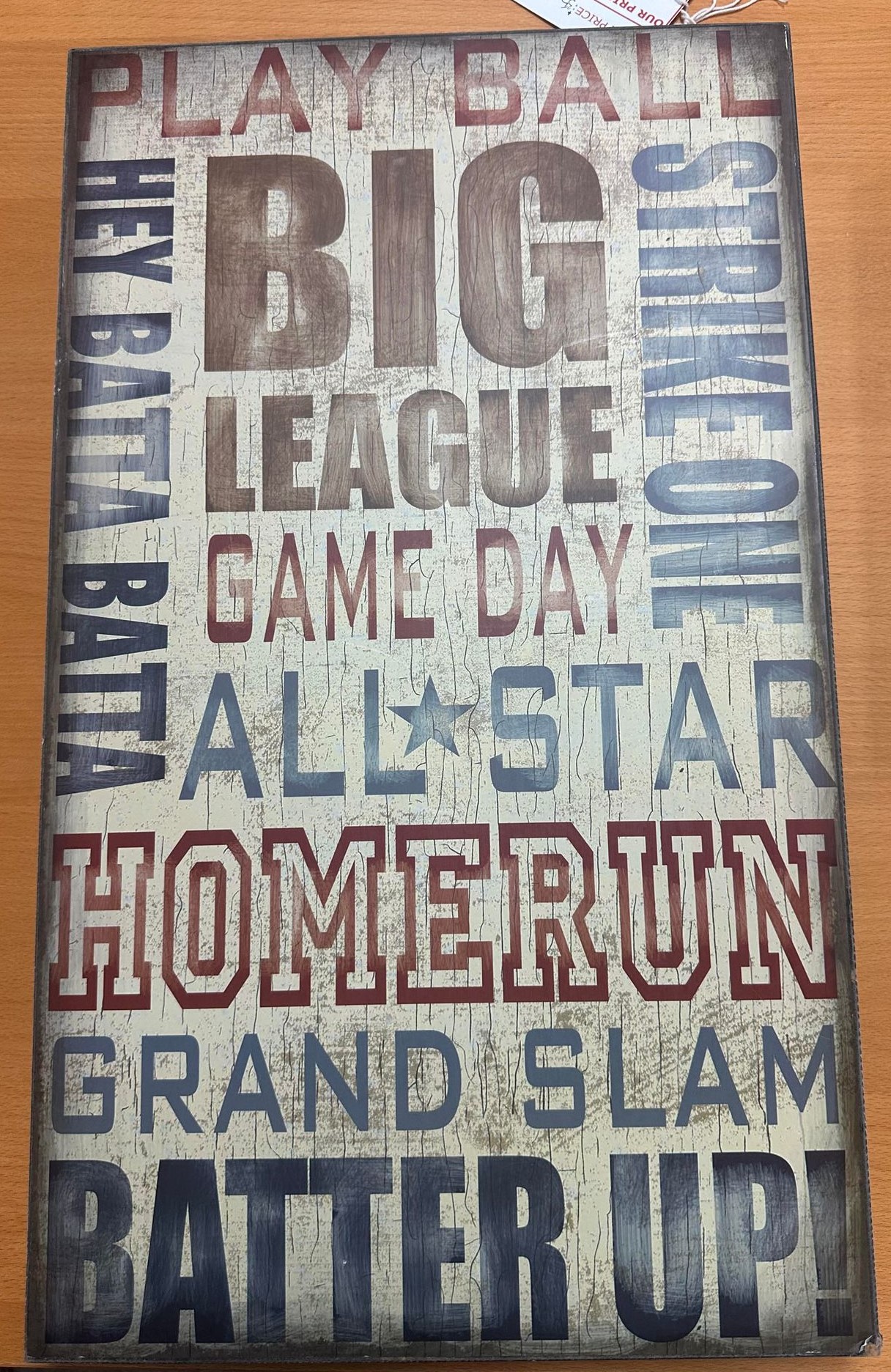 Big League Baseball Wood Wall Art 14"x24"