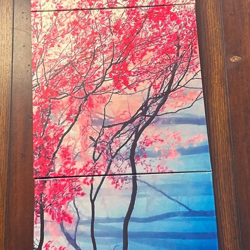 3pc Cherry Blossom Wrapped Canvas Graphic Art Set 16"x16"