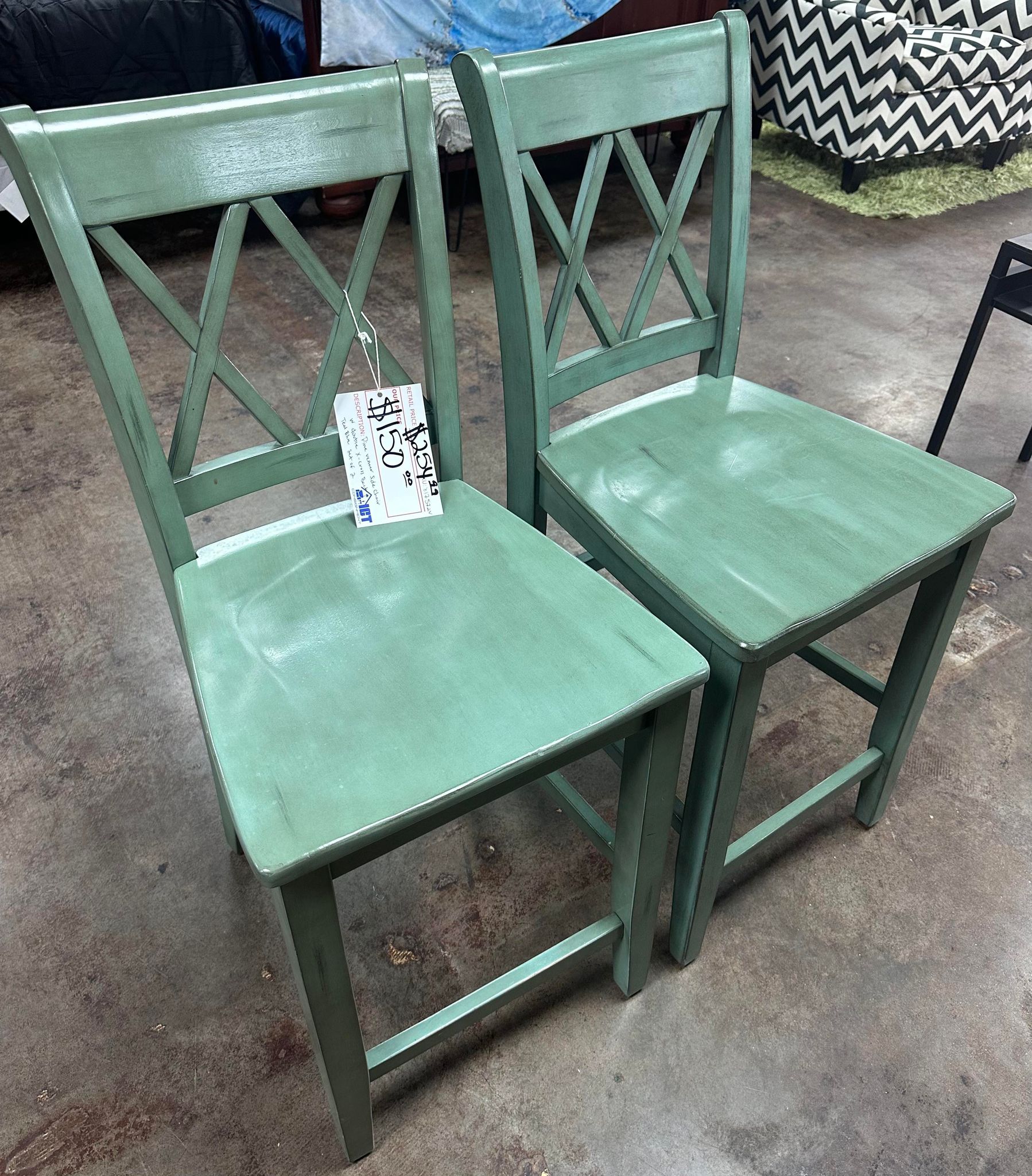The Dine Veneer side chairs Teal Blue 2pc set