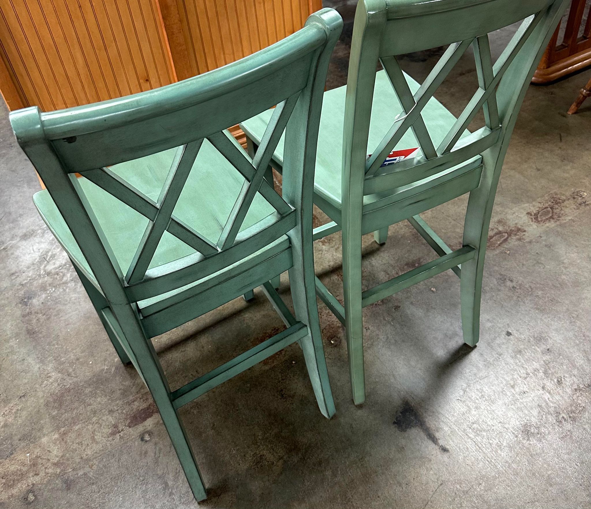 The Dine Veneer side chairs Teal Blue 2pc set